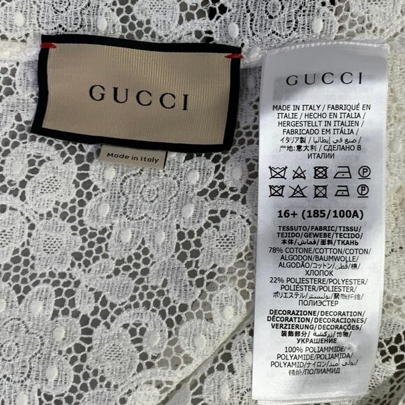 L White Macrame Lace Cotton Blend Bow Long Sleeve Shirt - Picture 7 of 10